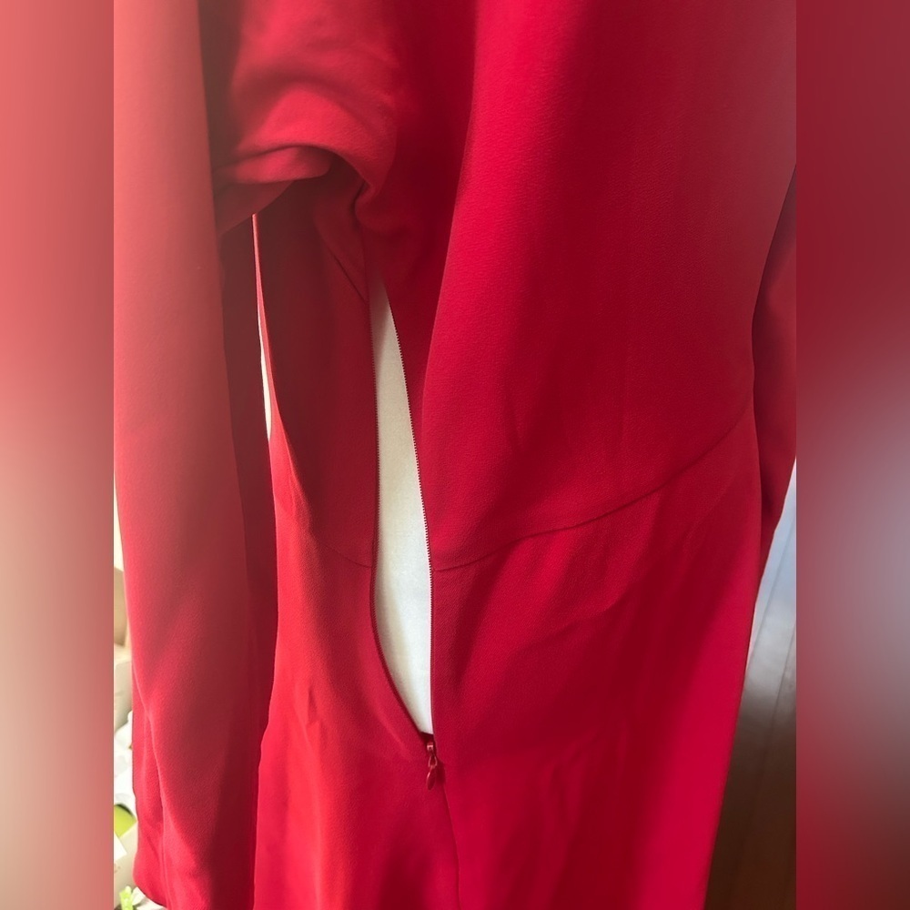 Marn Asymmetrical ALine Dress Red Midi made in Italy retail over $1500 size M - Picture 6 of 12